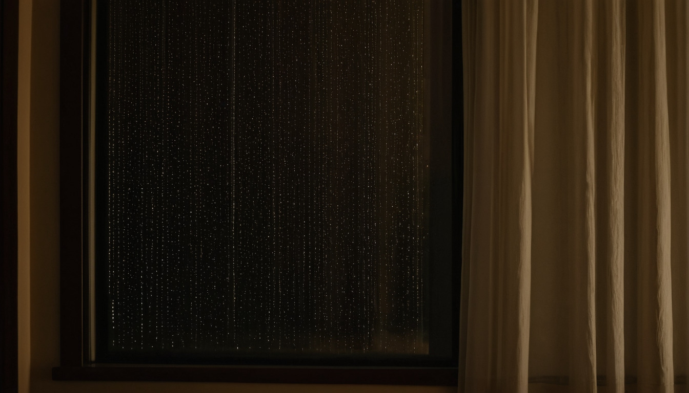 Condensation film and running bead on a cooled bedroom window