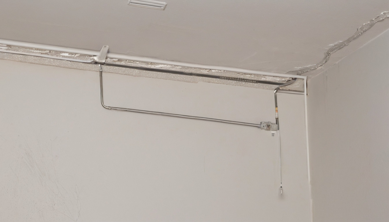 As-built service drawing pinned beside an opened ceiling panel
