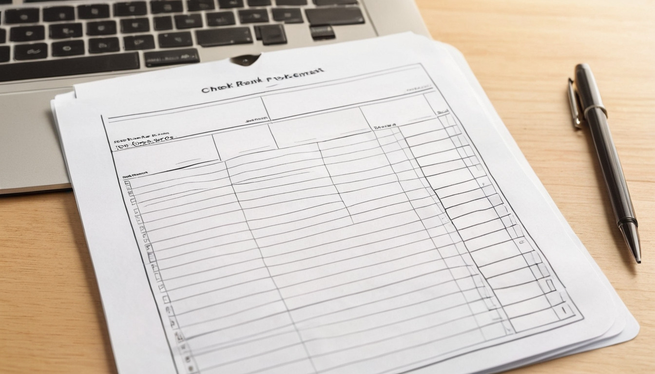 Project document folder with blank dividers and a checklist sheet